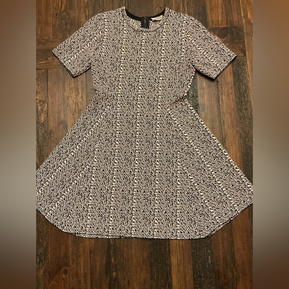 Soodee Black & Pink Mini Fit & Flare Abstract Print Nylon Blend Dress